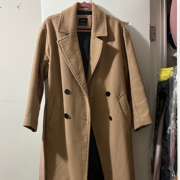Bershka Jackets & Blazers - Bershka Camel Double-Breasted Trench Coat